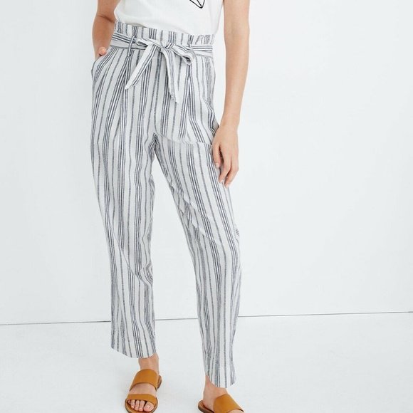 Madewell Pants - Madewell Paperbag Pants Dark Baltic Stripe Sz. 8